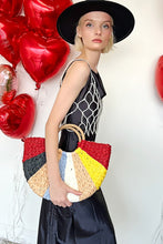 Load image into Gallery viewer, RAINBOW RATTAN HANDMADE ROUND HANDLE STRAW BAG