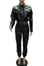 Load image into Gallery viewer, SEXY PU LEATHER 2PC PANTS SET